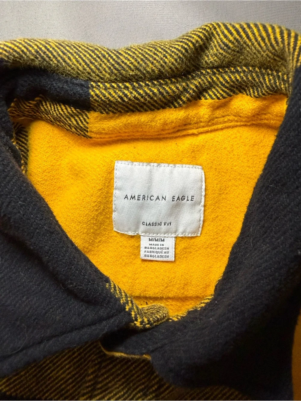American Eagle Outfitters Yellow and Black Buffalo Plaid Button-Down